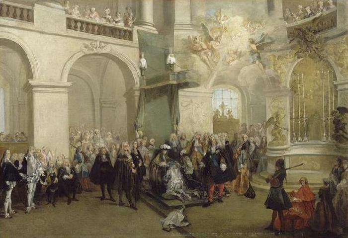Nicolas Lancret La remise de l'Ordre du Saint-Esprit dans la chapelle de Versailles China oil painting art